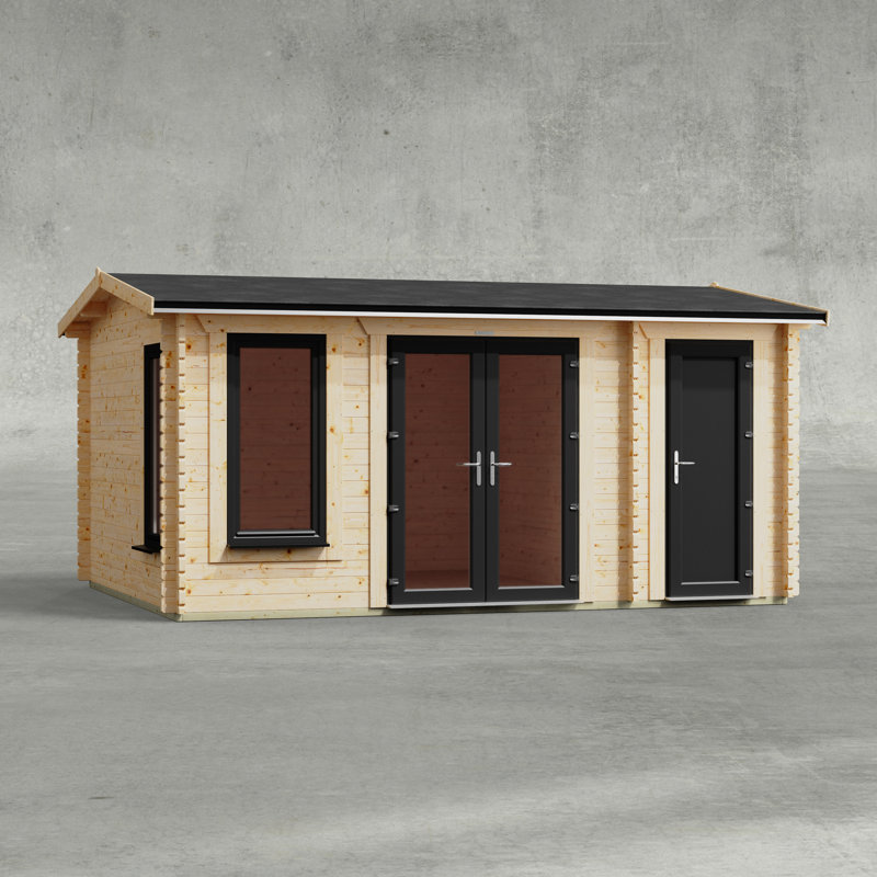Powersheds 16 x 12ft Apex Combi Log Cabin, Doors to the Right - 44mm