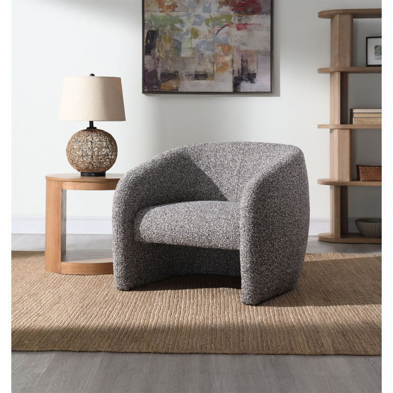 Fauteuil d'appoint en tweed brun et gris Livia
