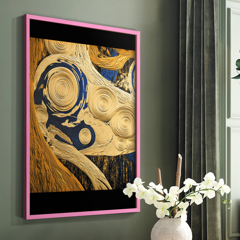 Abstrait, abstrait encadré, prêt à accrocher, Rose, H 10 po x l 8 po