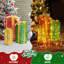 Ensemble de 3 boîtes-cadeaux lumineuses illuminées avec 90 lumières à DEL blanc chaud et piquets pour Noël