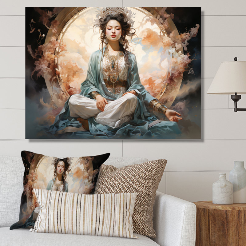 Art asiatique, bodhisattva Grace I - impression, H 24 po x l 32 po x P 1 po, Toile tendue