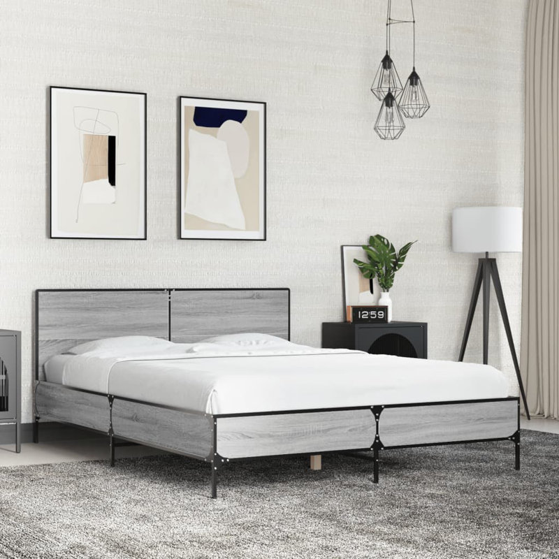Adamek Bed, Grey Sonoma, European Double (140 x 200 cm)