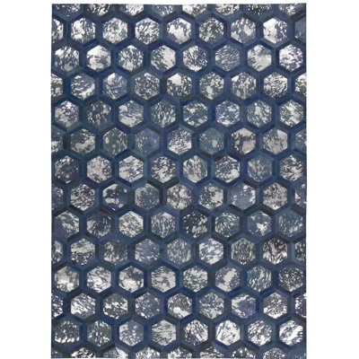 City Chic Leather Geometric Area Rug