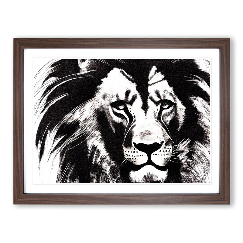 An Immense Lion 1 Piece Single Picture Frame Wall Art, 46cm H x 64cm W x 2cm D, Brown Framed