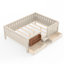 Lit double Montessori avec escalier, tiroirs de rangement, étagères intégrées, rails de sécurité, beige-864450288