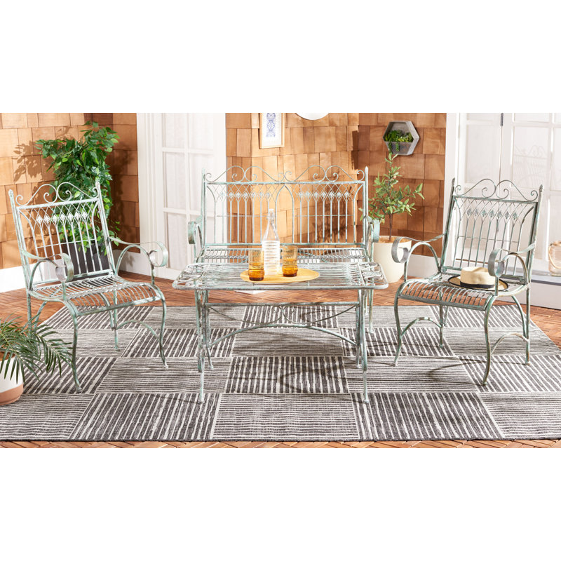 Aisling 2 - Person Metal Patio Dining Set with Round Table, Antique Green