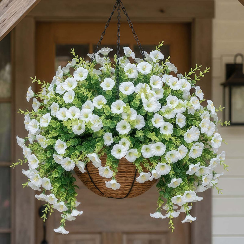 Fleurs artificielles pour plantes artificielles d'extérieur, 12 faisceaux artificiels fuchsia Morning Glory, Blanc