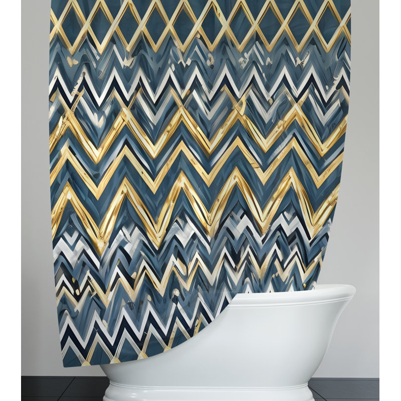 Rideau de douche à chevrons Constina, H 72 po x l 70 po