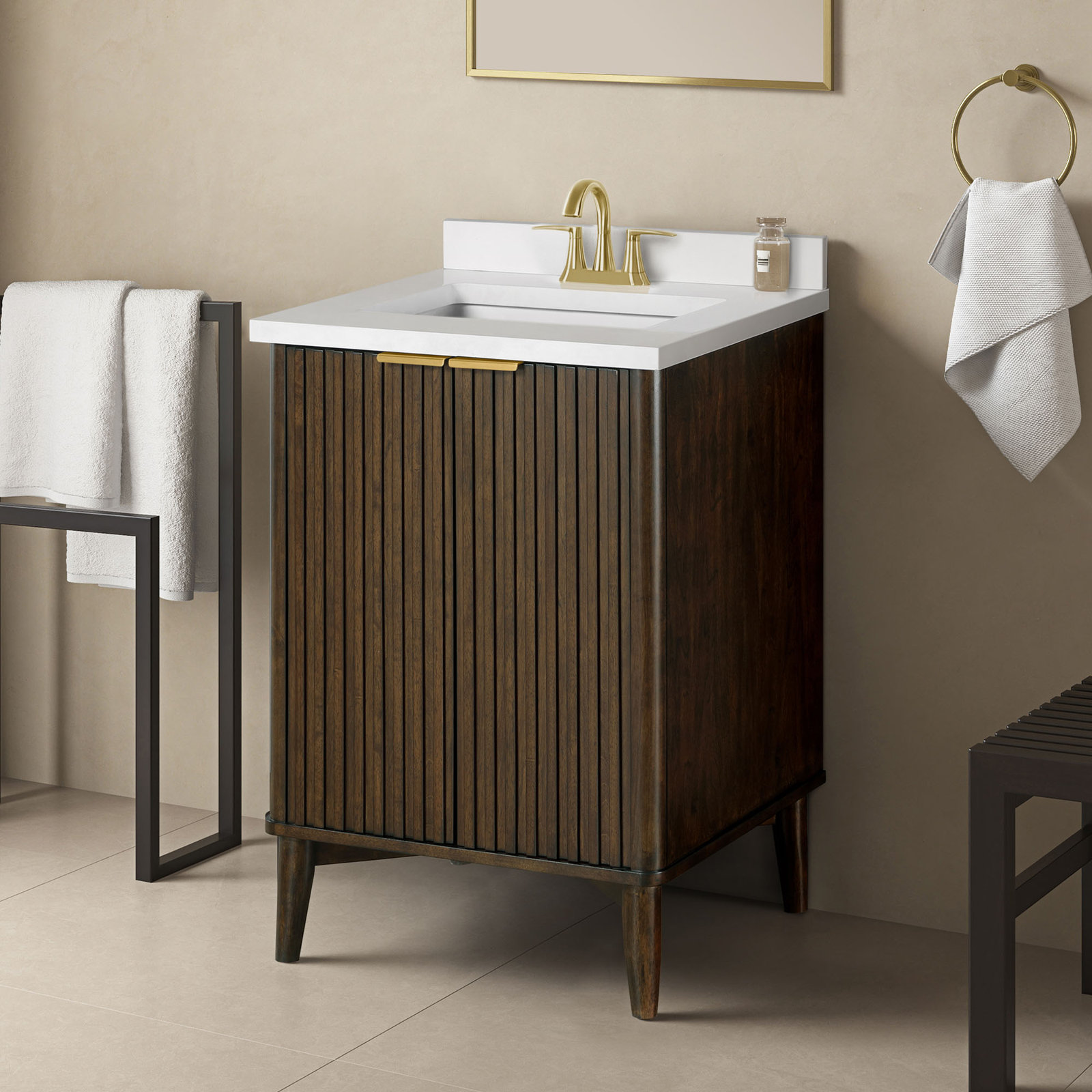Gabi 24" Single Bathroom Vanity, Dark Walnut