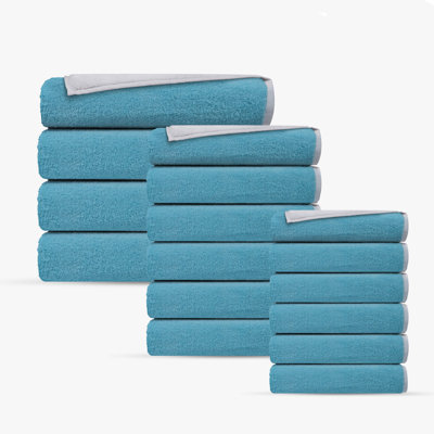 Double Face 16 pcs Turkish Towels Set