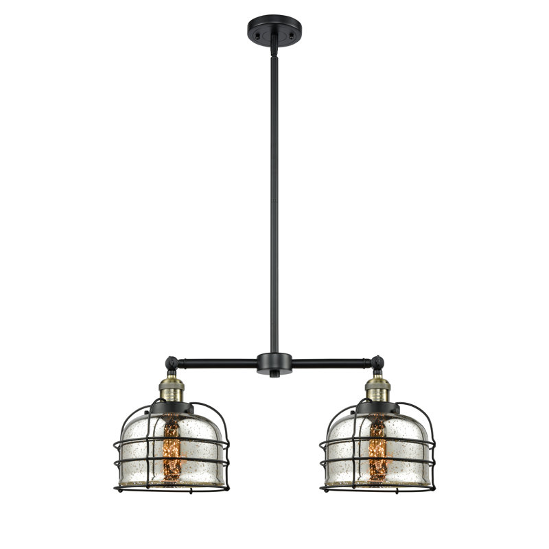 Shufelt 2 - Light Kitchen Island Pendant, No Bulb Included, Silver Plated Mercury, Black Antique Brass