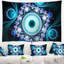 Tapisserie abstraite à motif fractal turquoise et cercles-28495827