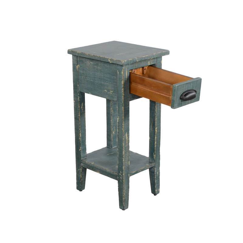 Komor Solid Wood End Table, Sea Grass