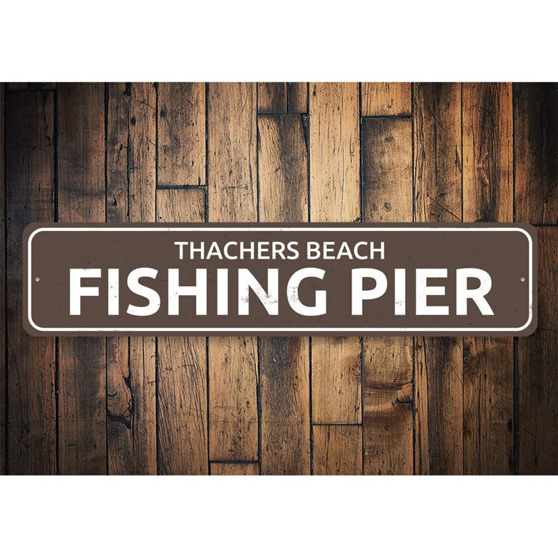 Enseigne de pêche en aluminium, H 4 po x l 18 po x P 0,04 po