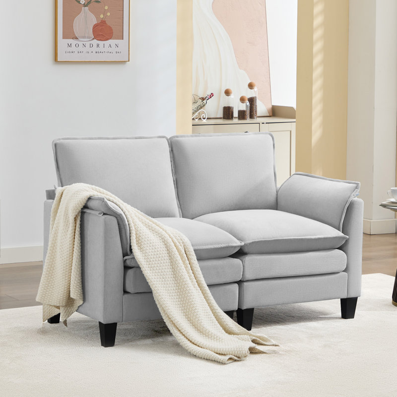50" Upholstered Loveseat Sofa, Gray Chenille