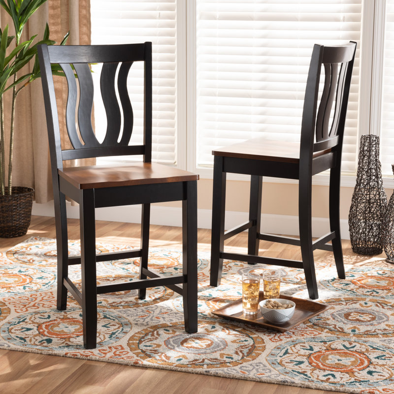 Solid Wood Counter Stool, Dark Brown