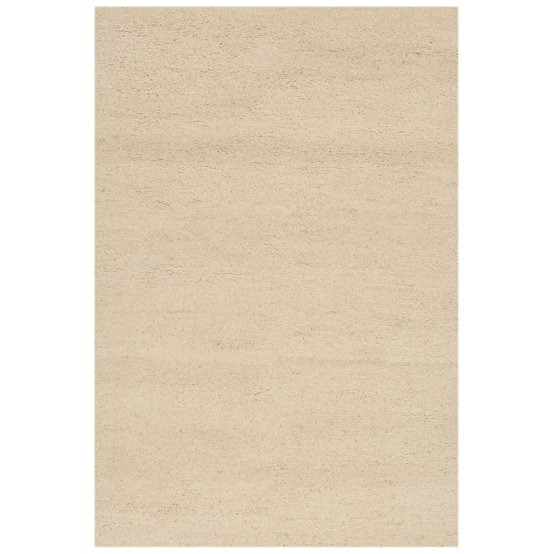 Handgefertigter Teppich Pinney aus Wolle in Beige, Rectangle 60 x 120 cm