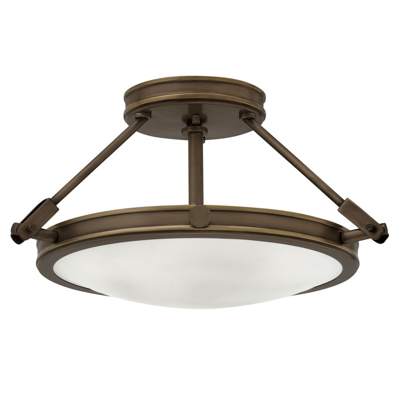 Collier Semi-Flush Mount Ceiling Light - Heritage Brass, Light Oiled Bronze, 9.25"H x 15.25"W x 15.25"D, Incandescent