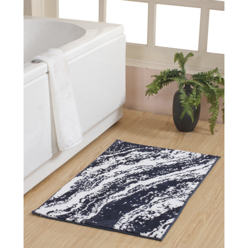 Chesapeake Marble Micro Knitted Bath Rug - 24"x40", Navy