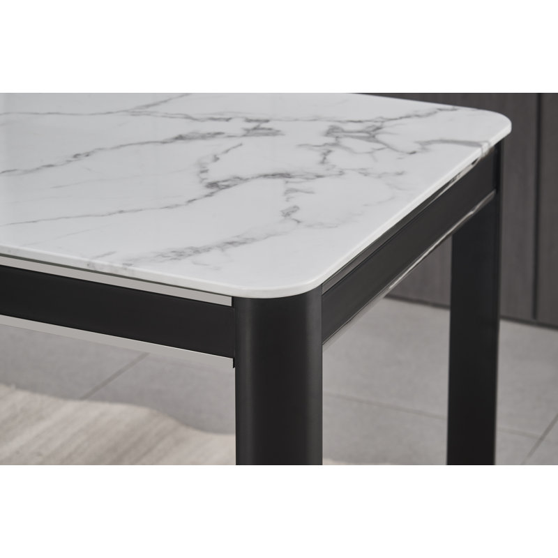 Hannahs White Marble Effect Dining Table With 4 Monza Velvet Chairs, Grey