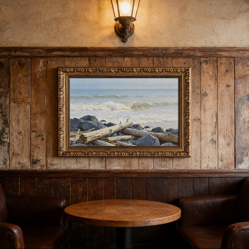 Cadre mural vintage orné de vagues et de bois flotté – Cadre doré décoratif pour œuvres d'art., L 8 po x l 12 po