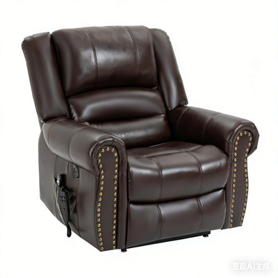 Power Lift Recliner Chair Heat Massage Dual Motor Infinite Position Up to 350 LBS, Faux Leather, Heavy Duty Motion Mechanism with USB Ports, Brown