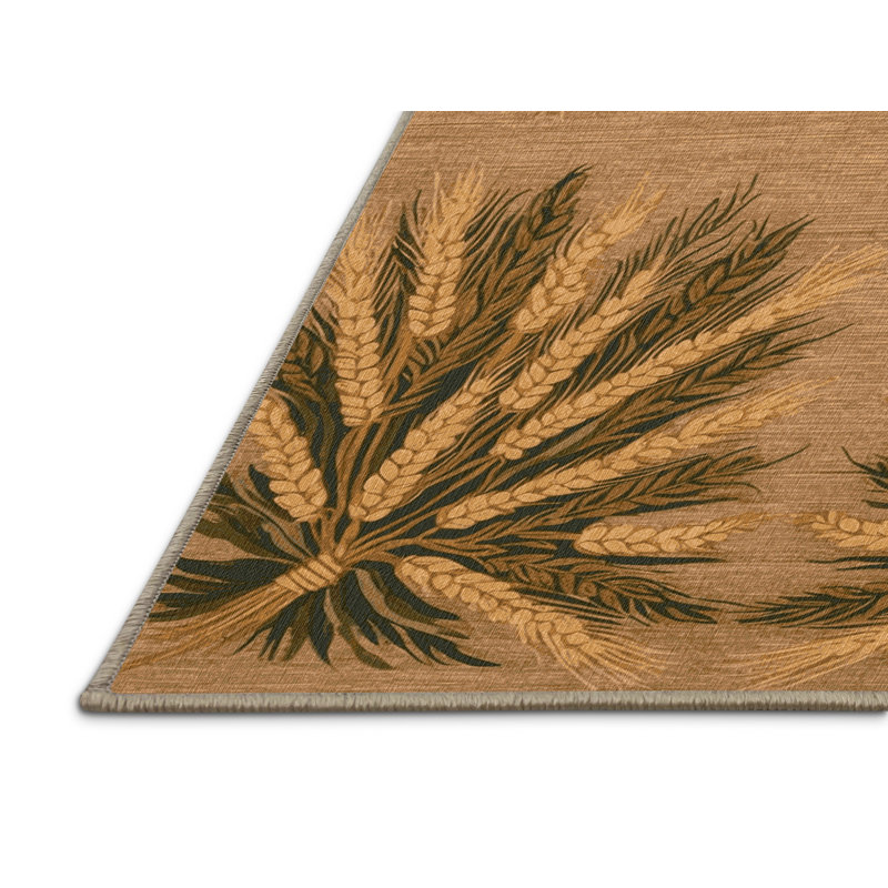 Tapis brun français lavable à la machine, Rond 5 pi