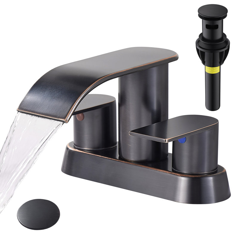 FRANSITON 2-handle Bathroom Faucet with Drain Assembly, Oil Rubbed Bronze