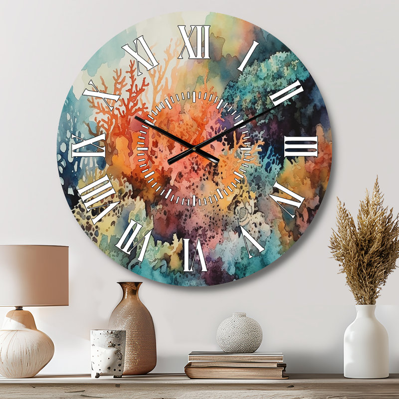 Horloge murale Vibrant Coral Reef I - Beach, Médium