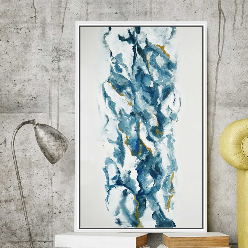 Into The Blue (Vert) - Imprimé, Cadre flottant blanc, H 33,5 po x l 21,5 po x P 2 po