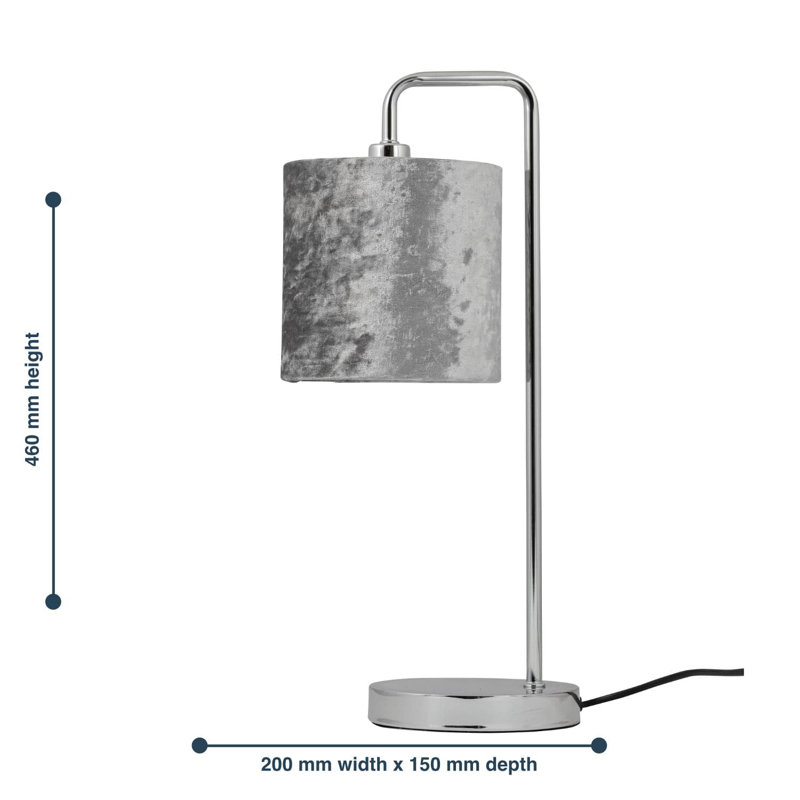 Toccoa 46Cm Polished Chrome Arched Table Lamp Set