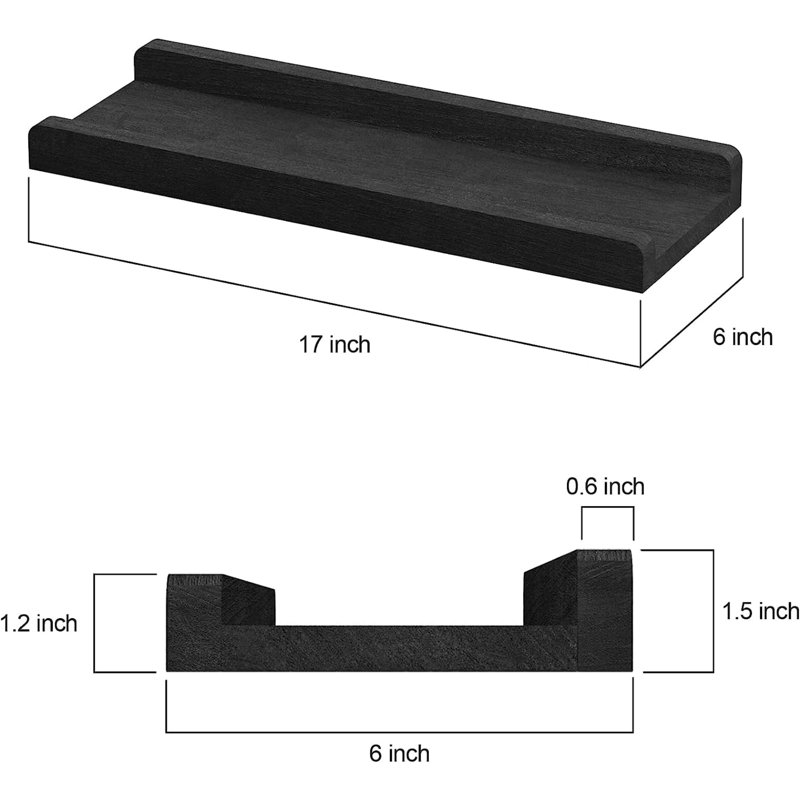 2 Piece Floating Shelf, Black