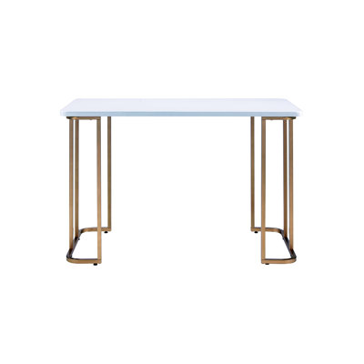 Bureau, bureau d'écriture blanc et doré