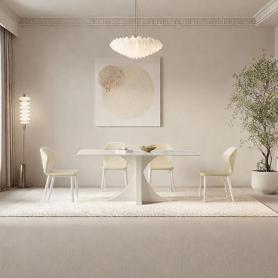 White carbon steel sintered stone dining table set