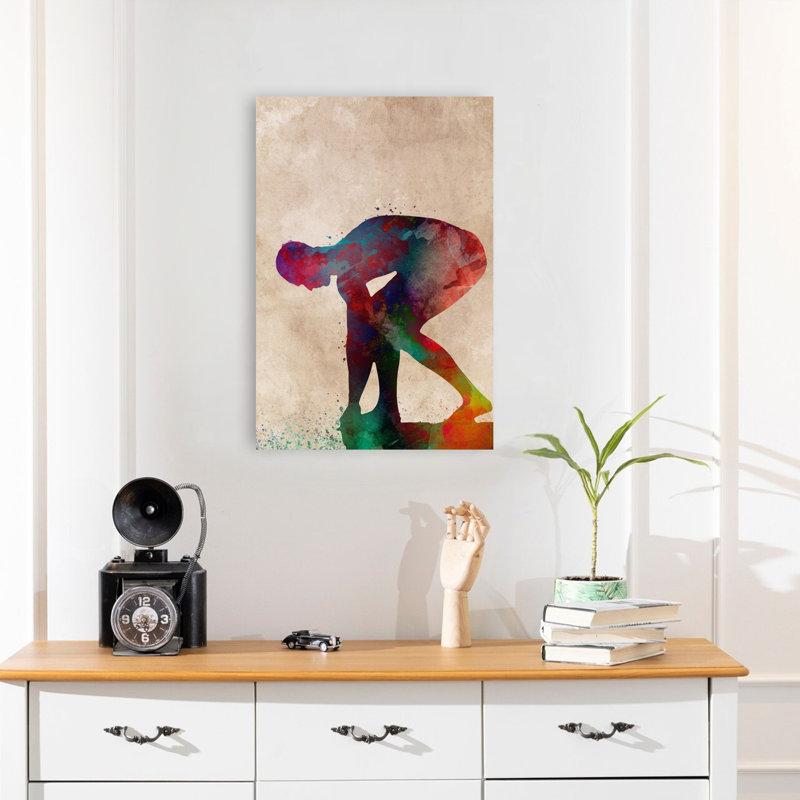 Vibrant Athlete Start Contemporary Dolphin Wall Art Print 1 Piece Wrapped Canvas Wall Art, 60.96cm H x 40.64cm W