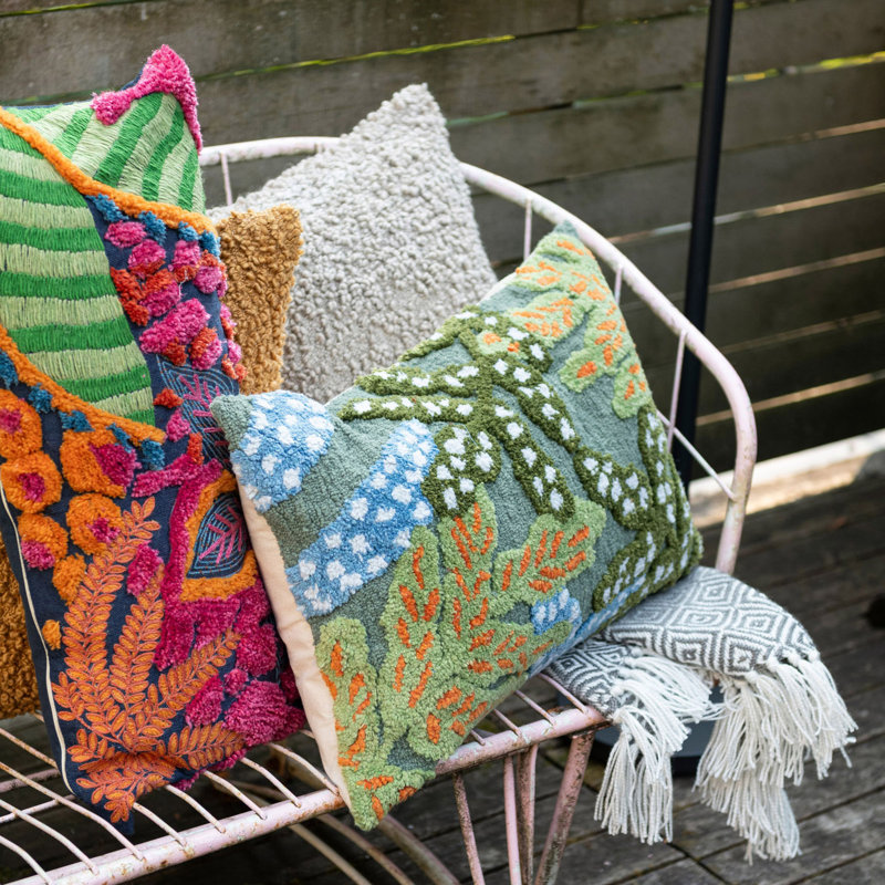 Embroidered Reversible Throw Pillow