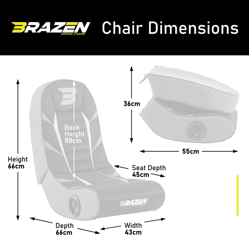 BraZen Sabre 2.0 Bluetooth Surround Sound Gaming Chair, Black
