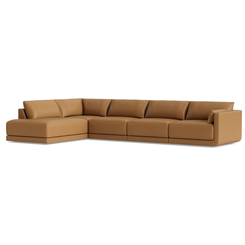 Eva Leather Modular Sectional, Left Hand Facing, Leather - Butterscotch