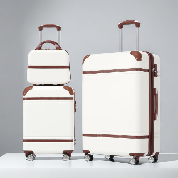 Lightweight 3-Piece Luggage Set – 20" & 28" Hardshell Suitcases With Spinner Wheels And TSA Lock White