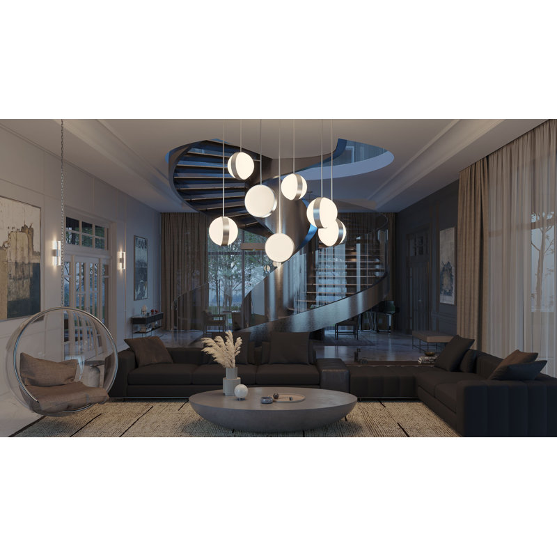 Luminaire suspendu à DEL Janelda, Noir, 9"