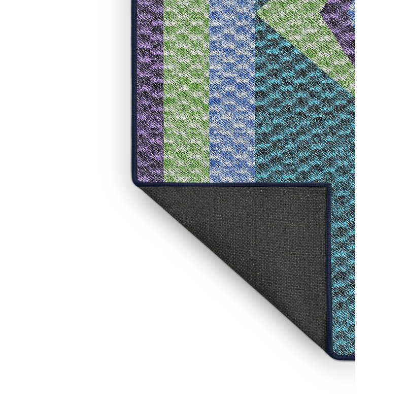 Tapis bleu/brun à motifs, Rectangle 5 pi x 7 pi