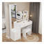 Armoire à miroir pleine grandeur + coiffeuse à miroir rond à DEL + tabouret rembourré, avec 2 centrales électriques + 2 centrales USB, miroir à DEL de 17 po de diamètre, commande tactile, 3 couleurs, luminosité réglable, grand bureau
