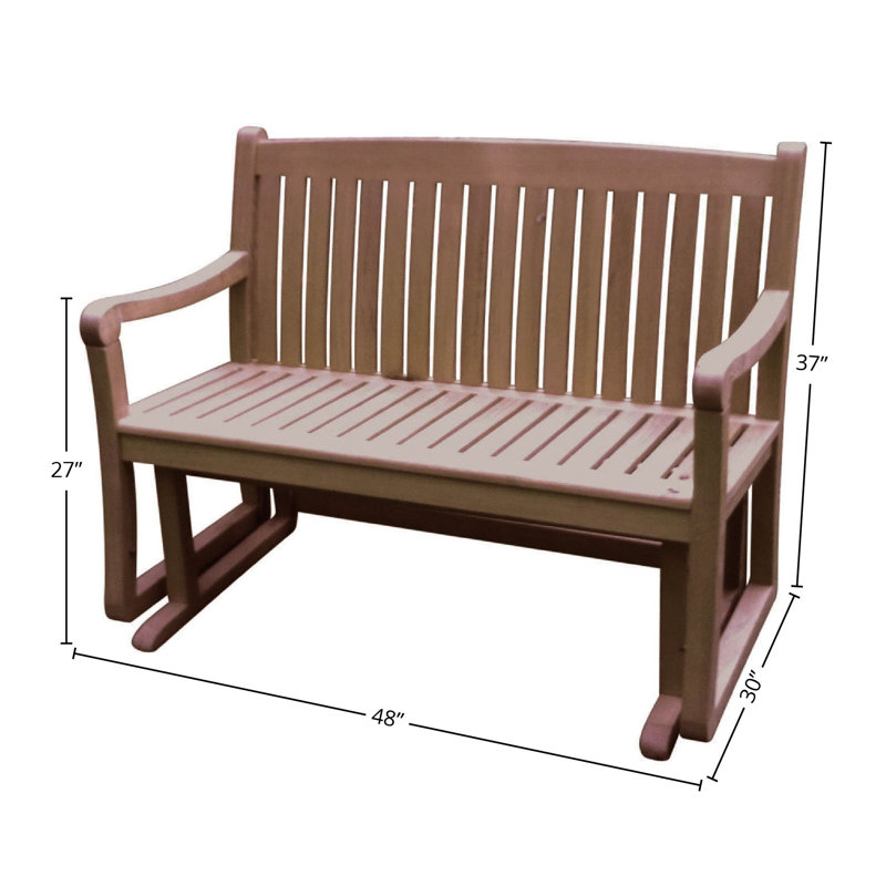 Banc d'extérieur en teck, Brun, H 37 po x l 48 po x P 30 po