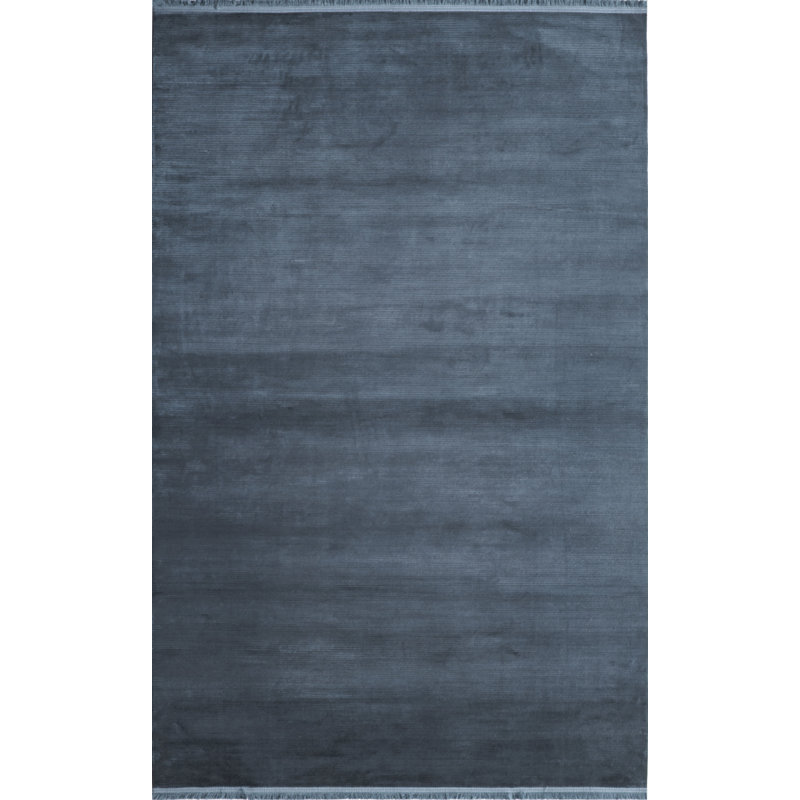Tapis bleu marine luxueux, 6,6 x 9,5 pieds | 100% viscose / acrylique, hauteur de poils de 0,2 pouce | Tissé à la machine, 2 200 grammes par mètre carré | Facile à nettoyer avec l'aspirateur et le détachant | Parfait pour le salon et la chambre à coucher