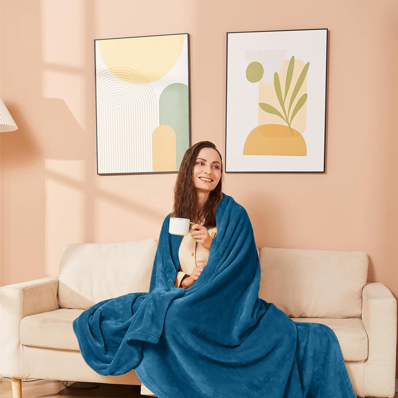 Adamczyk Soft Touch Mink Faux Fur Plush Sofa Throw/Blanket , Teal, 130cm x 150cm