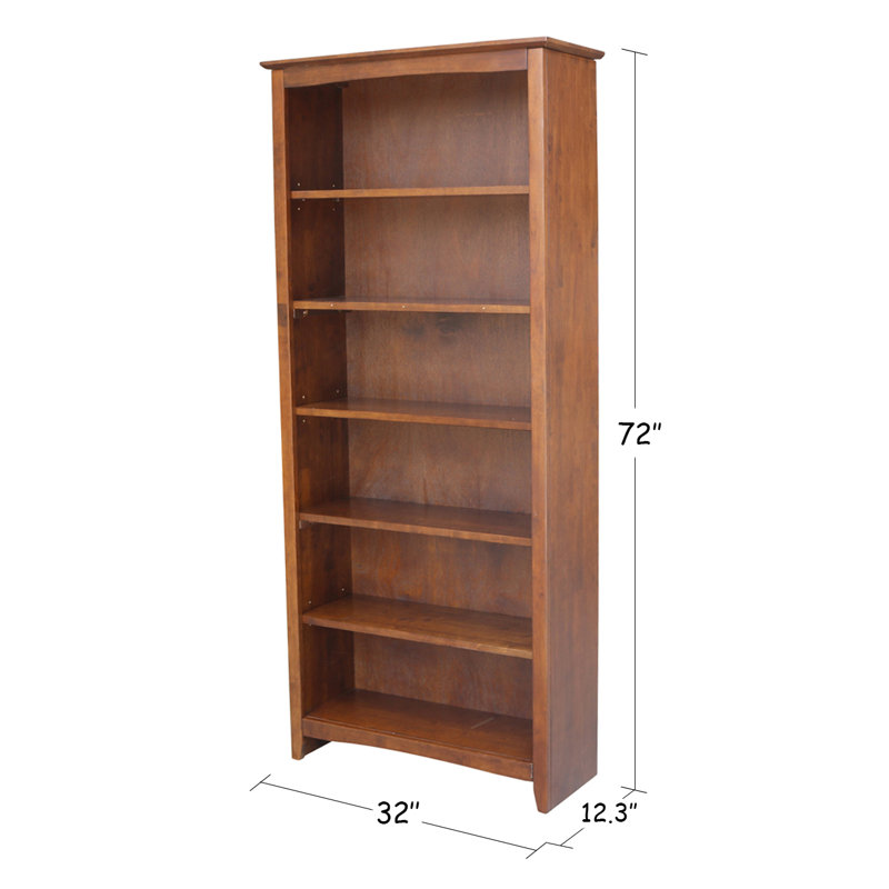 Aspatria Bookcase, (6 Shelves) 72" H x 32" W x 12" D, Espresso