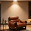 Fauteuil en cuir de style Mid-Century avec coussin amovible, fauteuil rembourré en similicuir pour salon, chambre à coucher et salle de lecture