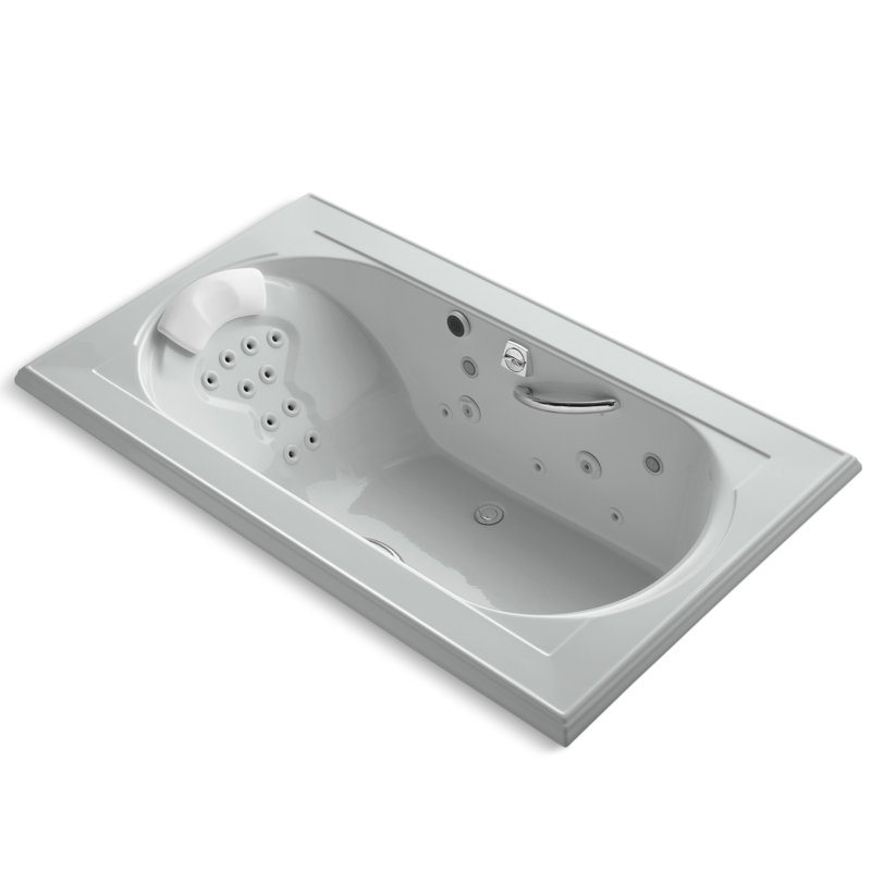 Memoirs 72" x 42" Drop In Combination Bathtub with Faucet, Light, Heater Included, Ice Gray