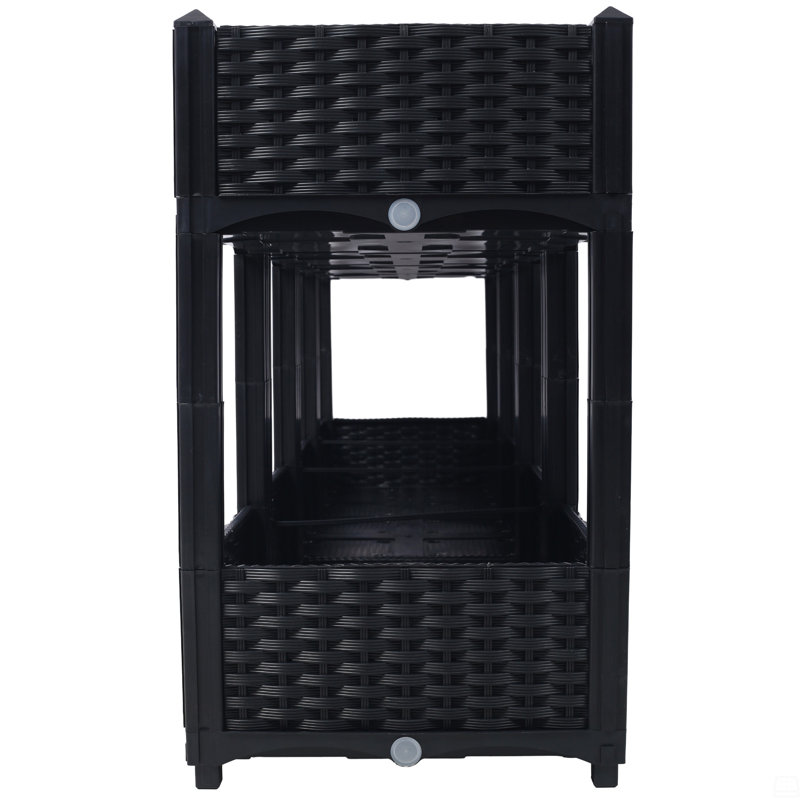 Lits surélevés avec jardinière, 27.7" H x 63" W x 15.7" D, Noir