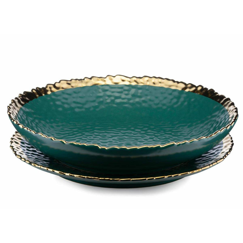 Westboro Piece Ceramic Dinnerware Set - Service for 4, Green